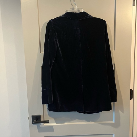 NWT Anthropologie Kachel Size 2 Navy Blue Micah Velvet Blazer One Button $180 - Picture 7 of 8